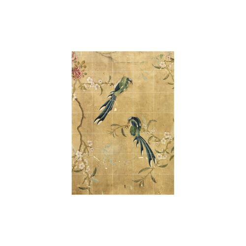 IXXI - Panel of a Chinese wallpaper brown L - Wall art - Poster - Wall Decoration
