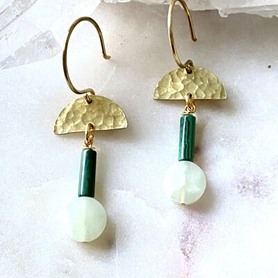 Malachite Brass Earrings