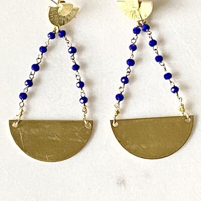 Lapis Lazuli Brass Earrings