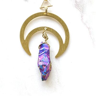 Aqua Aura (Purple and Blue) Brass Necklace