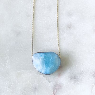 Blue Agate Gold Necklace