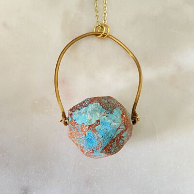 Jasper (Blue) Brass Necklace