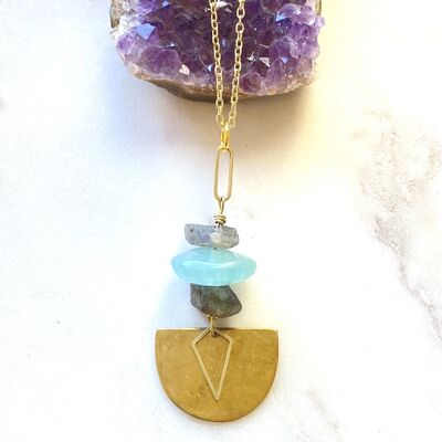 Labradorite and Fluorite Gold Necklace
