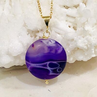 Agate (Purple) Gold Necklace