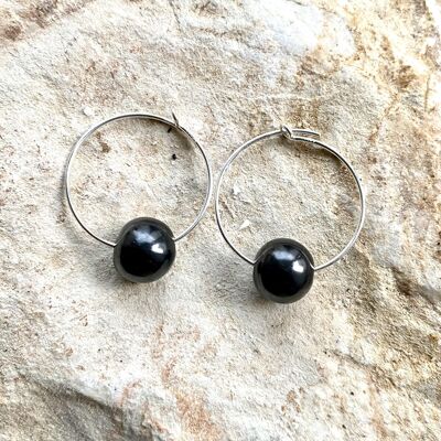 Shungite Silver Earrings