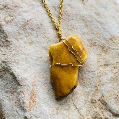 Amber (Yellow) Brass Necklace