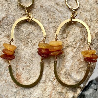 Amber Brass Earrings