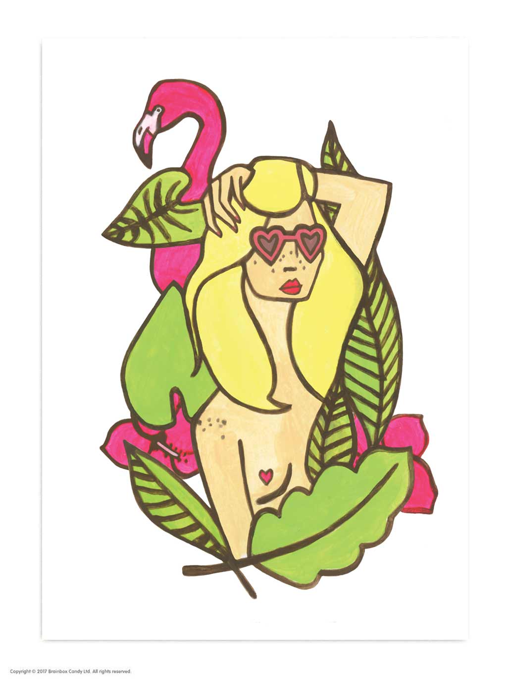 Funny Art Print Postcard by Fran Hooper - Tropical Girl