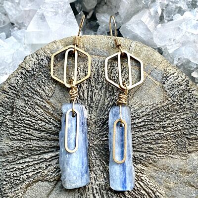Kyanite (Blue) Brass Earrings