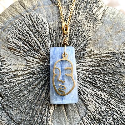 Kyanite (Blue) Gold and Brass Necklace
