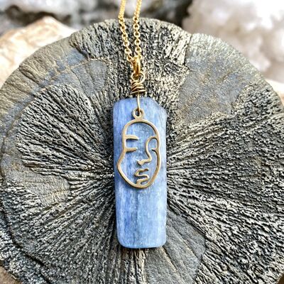 Kyanite (Blue ) Gold and Brass Necklace