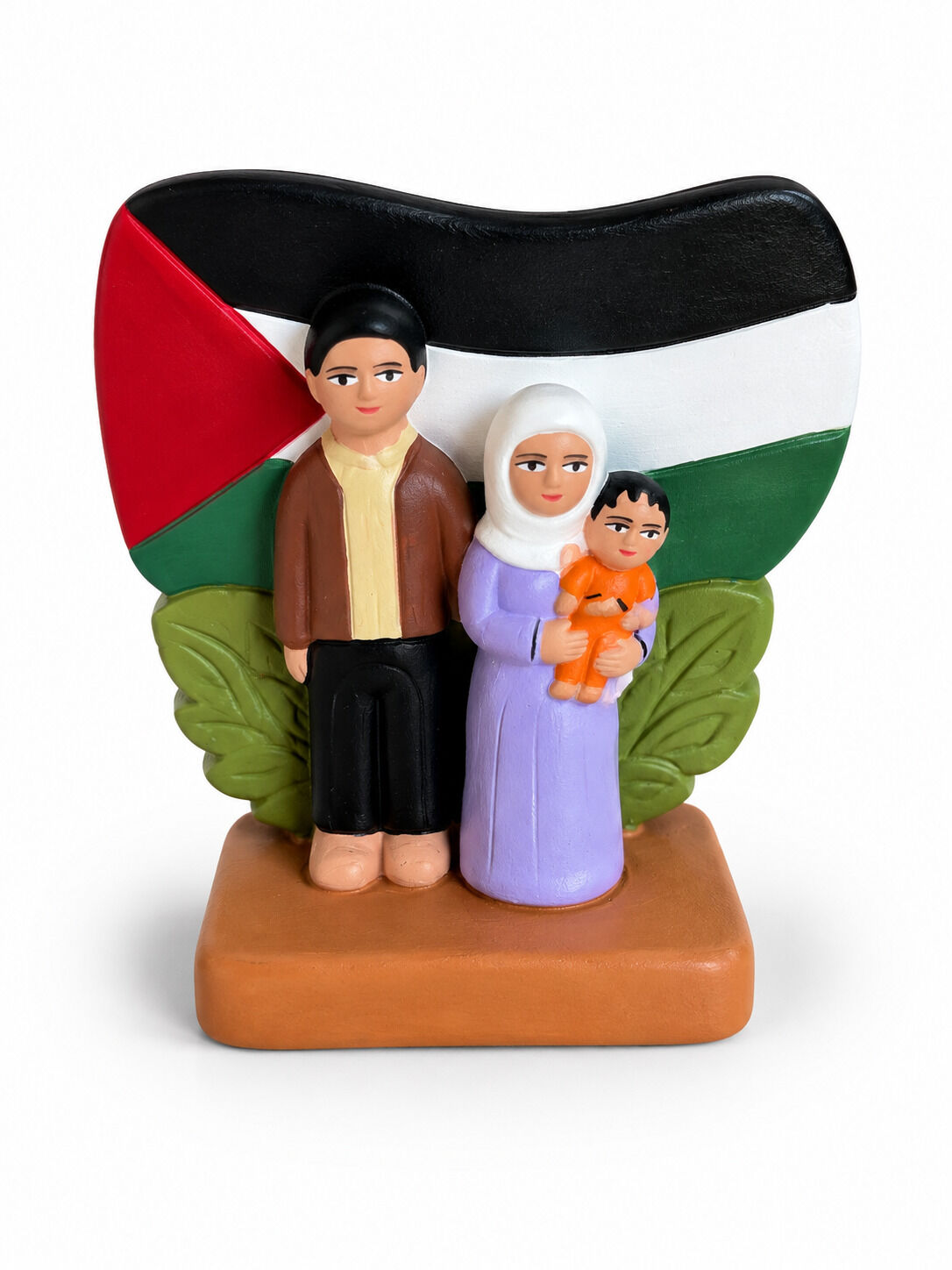 Handmade Nativity Scene with Palestinian Flag