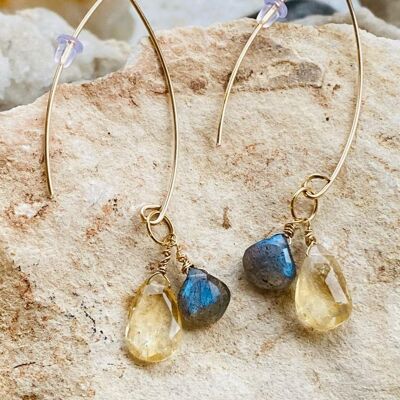 Citrine and Labradorite Goldfilled Earrings