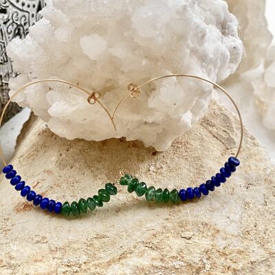 Dioptase and Lapis Lazuli Goldfilled Earrings