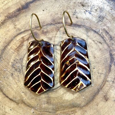 Brass Earrings with Recycled Horn