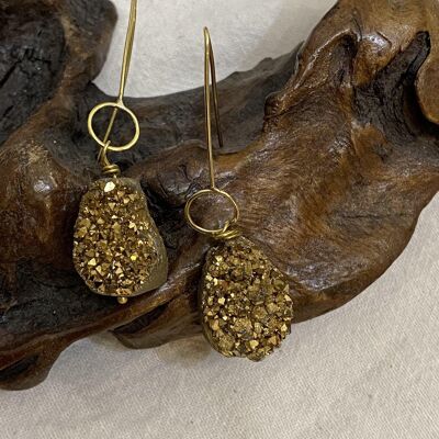 Drusy and Brass Earrings