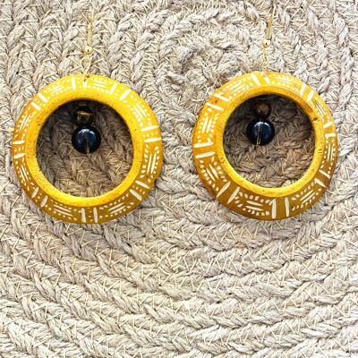 Kalibash Earrings with Smokey Quartz and Tiger's Eye