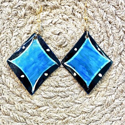 Blue and Black Gold Earrings