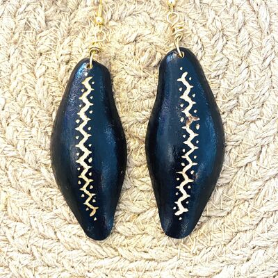 Kalibash (Black)  Gold Earrings