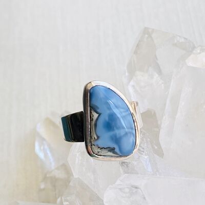 Blue Opal Sterling Silver Ring