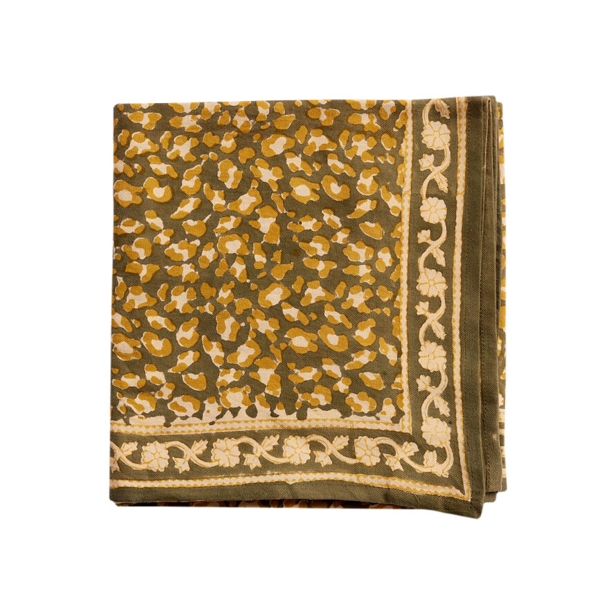 Indischer Schal - Khaki Leopard