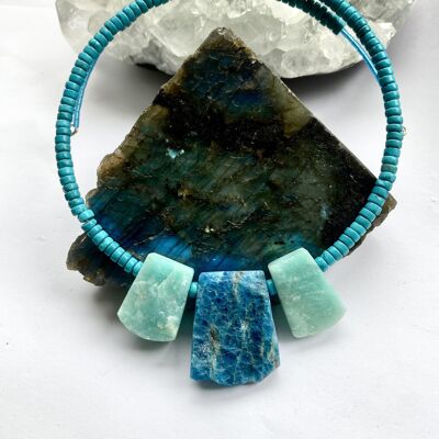 Amazonite with Apatite and Turquoise Choker