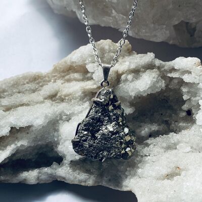 Pyrite on Silver Necklace