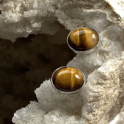 Tiger's eye Sterling Silver Studs