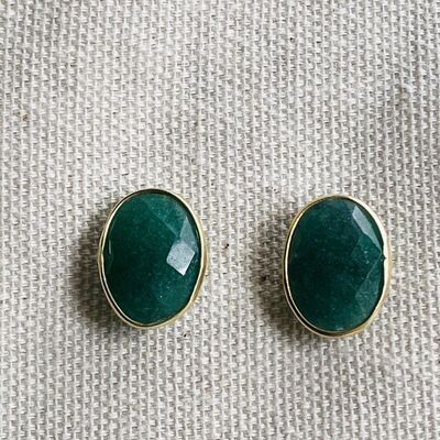 Onyx (Green) Gold on Silver Studs
