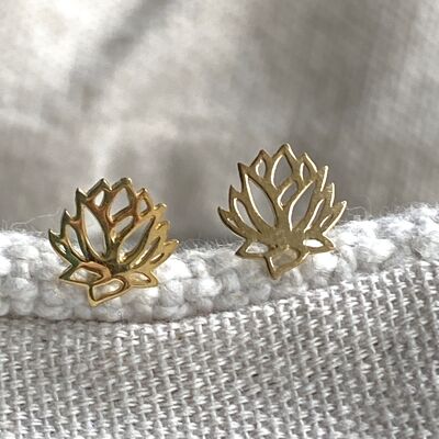 Lotus flower Gold on Silver Studs