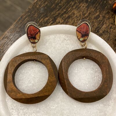 Wood and Gold Earrings