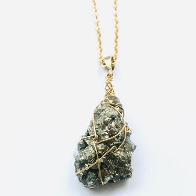 Pyrite Gold on Silver Pendant