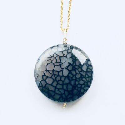 Agate (Grey) Gold Necklace