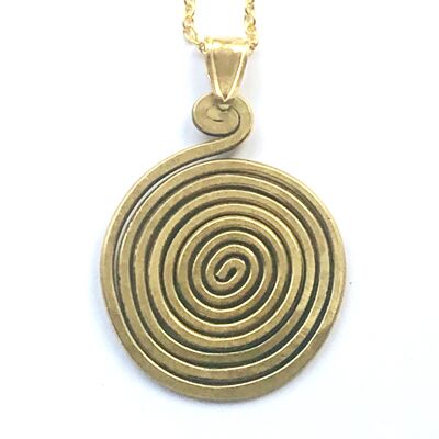 Brass Spiral Pendant Necklace