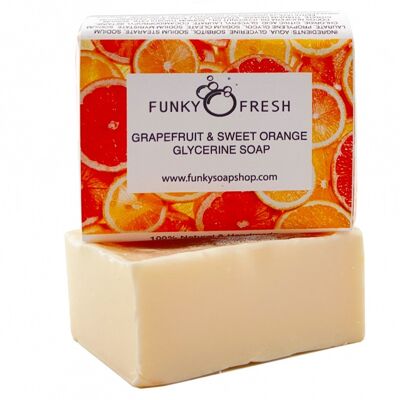 Savon à la glycérine pamplemousse et orange douce, 100 % naturel et fait main, 95 g