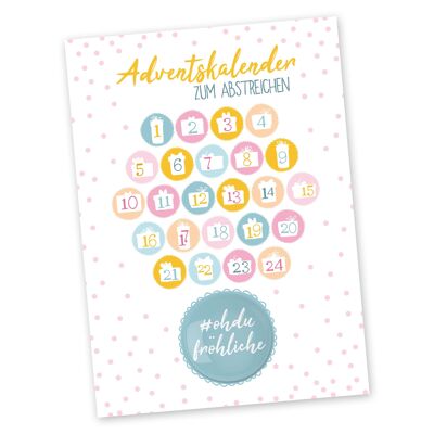 Postal con botón | Calendario de Adviento para raspar para enviar y regalar | Puntos de diseño | Botón de 35 mm impreso con # ohdufröhliche