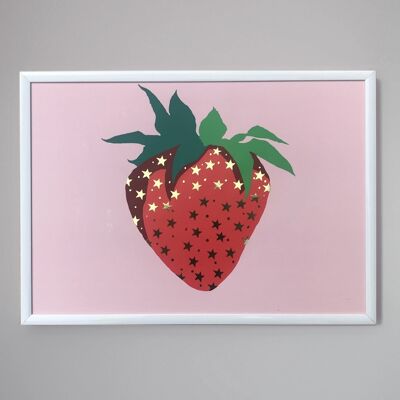 Strawberry a4 foil print