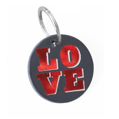 Dandy star love dark leather key ring