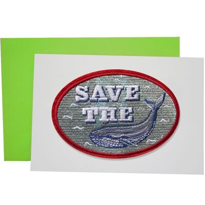 Save the whale patch card x 4 pack