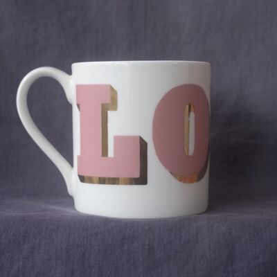 Pink + gold love mug
