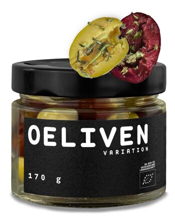 Mélange d'olives bio 170 g - marinées aux herbes méditerranéennes 1