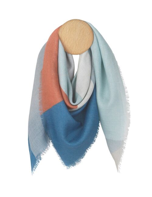 Rome scarf (blue/pale b./cognac) 90x90cm