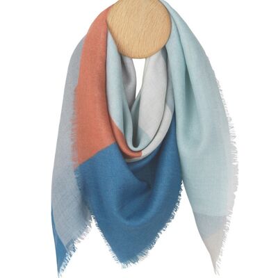 Rome scarf (blue/pale b./cognac) 90x90cm