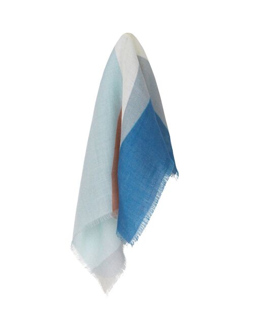 Rome scarf (blue/pale b./cognac) 50x50cm
