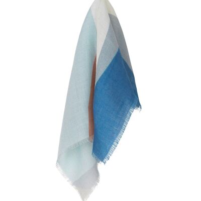 Bufanda Roma (azul / pálido b./coñac) 50x50cm
