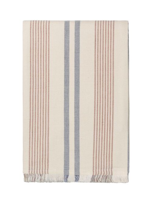 Iris throw (blue/rustyred) organic cotton