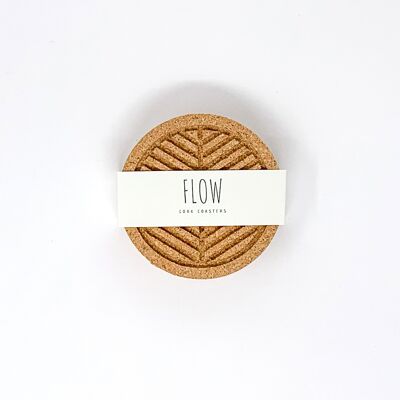 FLOW - without box - cork coasters, round, set of 6, natural design