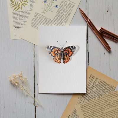 Painted Lady Pop Out Butterfly Tarjeta de felicitación de acuarela