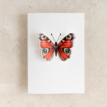 Carte de voeux aquarelle papillon Pop Out paon 2