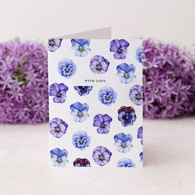 Pansies With Love Greetings Card